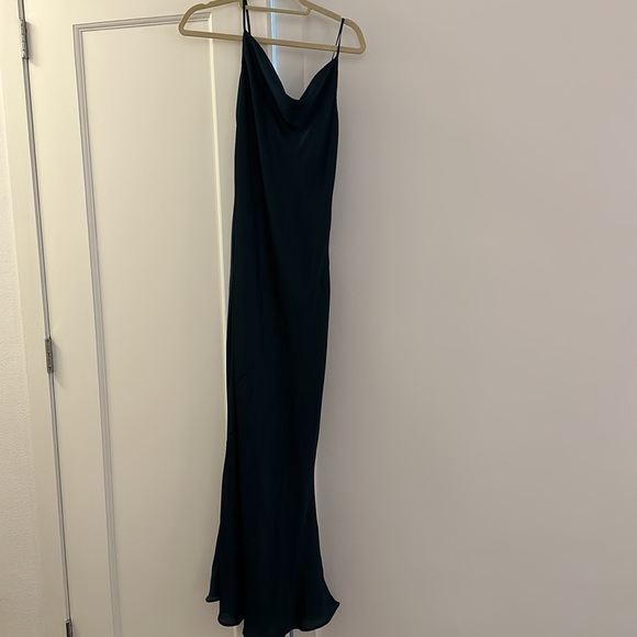 Shona Joy silky slip gown in emerald green - Picture 3 of 4